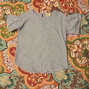 Fantastic Fawn Blue and White Striped Short Sleeve Top